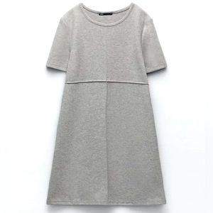 Zara Grey Short Sleeve Knit Sweater Mini-Dress